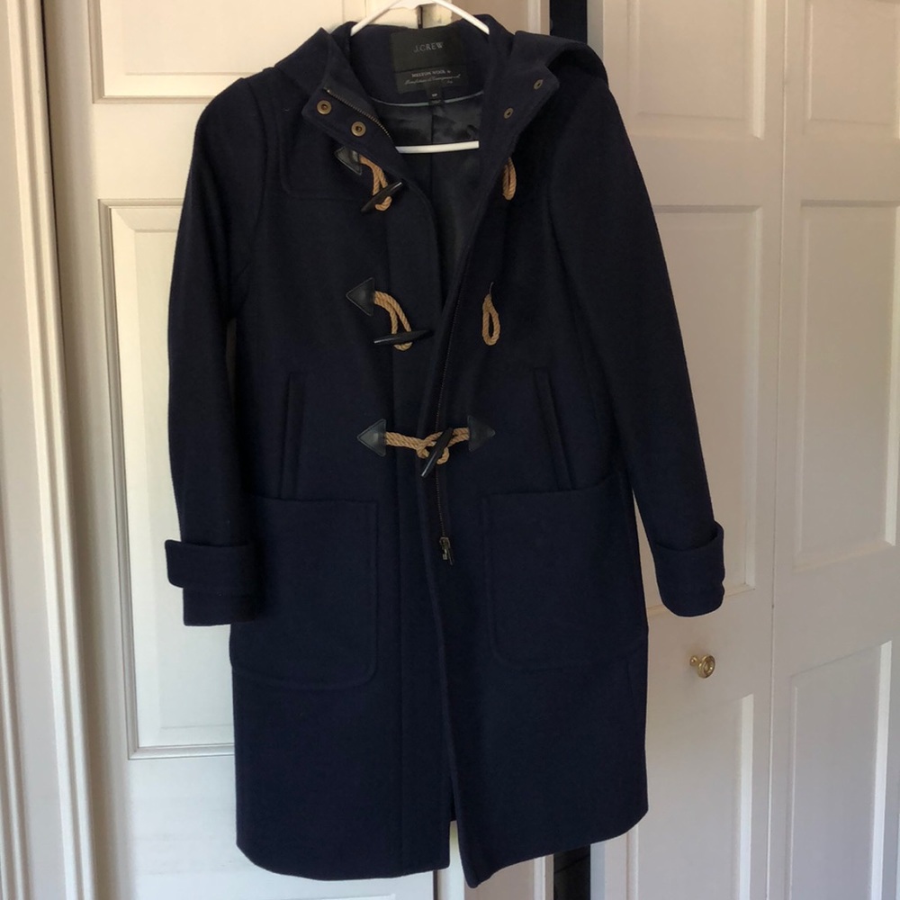 J Cree Navy Toggle Wool Hooded Coat